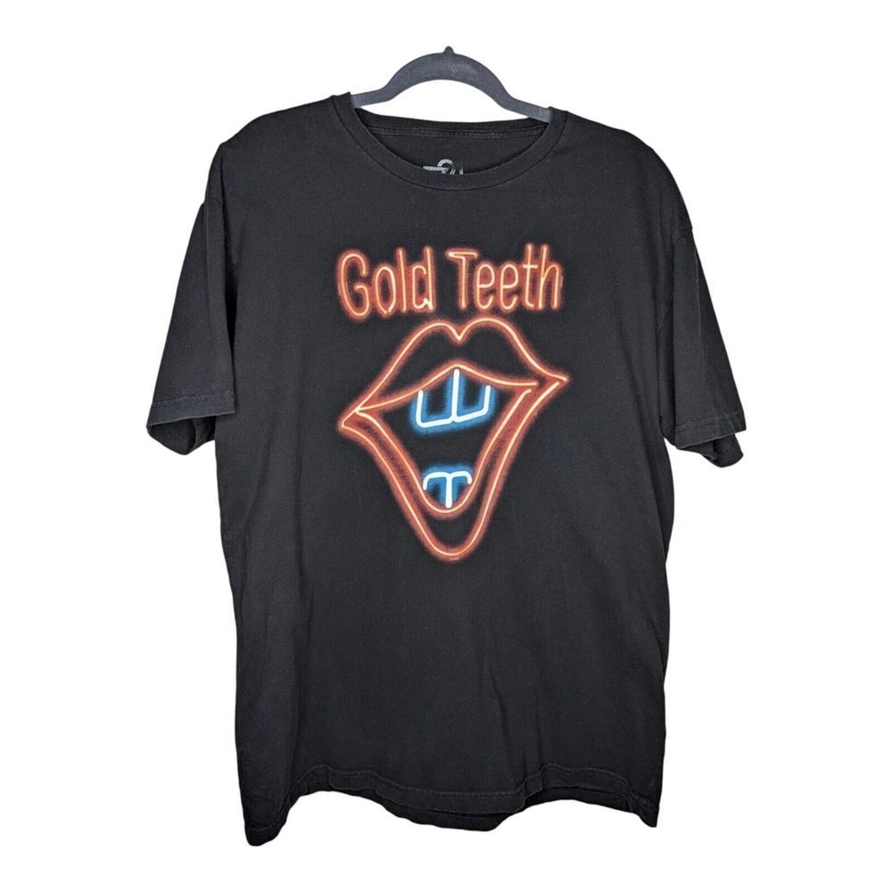 Black Short Sleeve Tee with Bold Lip Graphic